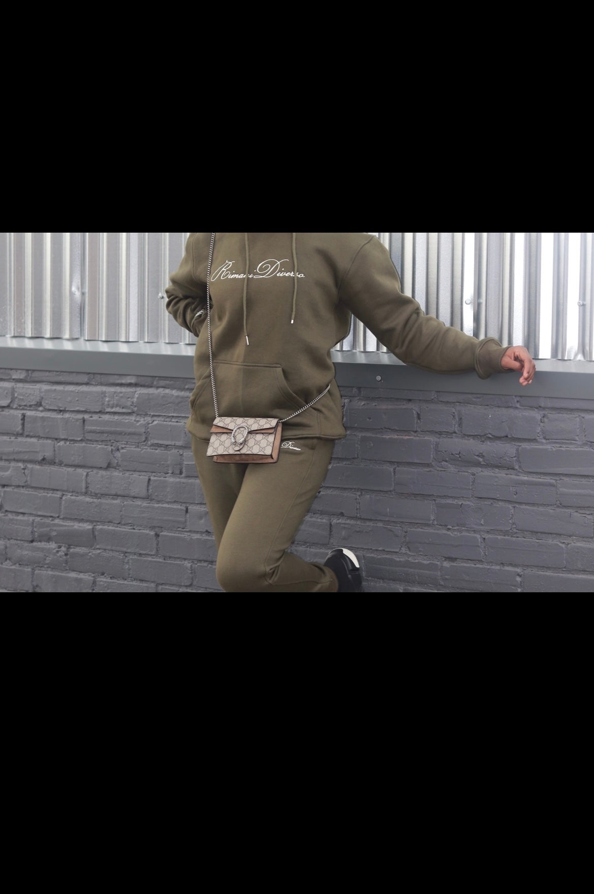 Olive green hoodie (original logo)